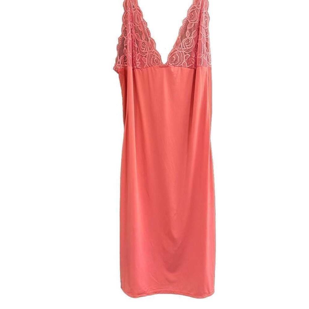 Calvin‎ Klein Honey Suckle Rose Lace Chemise Nightgown in Begonia Pink